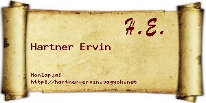Hartner Ervin névjegykártya